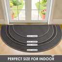 Door Mat 36" x 24", Half Circle Non Slip Washable Entry Rug, Low Profile Absorbent Doormat for Front Door, Back Door, Entryway, Kitchen – Soft Semicircle Indoor Floor Mat, Grey