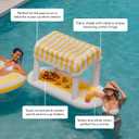 Giant Floating Yellow Cabana Stripe Drink Station, Removable Fabric Shade with Fringe, Perfect for Parties, Table-Top Decorations and in-Pool Refreshments., Large