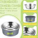 Cat Food and Water Bowls, Stainless Steel Cat Bowls for Small Dogs & Cats, Rust Resistant Stainless Steel, Detachable Durable Silicon Bowl Holder (Gray)