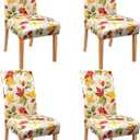 Fall Chair Covers for Dining Room Set of 4 Autumn Maple Leaf Dining Chair Protectors 4 Pcs Stretch Removable Washable Chair Slipcovers 4 Pack for Thanksgiving Home and Party Decor
