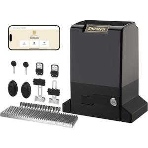 Bltezeit 6300lb WiFi Sliding Gate Opener App Control, Extra Heavy Duty Automatic Slide Gate Motor Rack Driven with 2 Remote Controls & IR Sensor Complete Hardware Kits for Rolling Driveway Gates