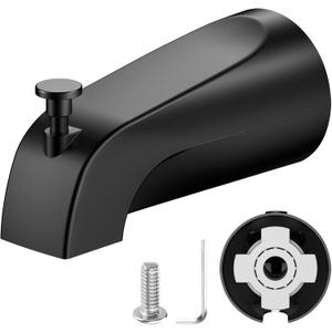 Tub Spout with Pull Down Diverter  Slip-Fit Bathtub Faucet Spout Replacement, 1/2 Copper Pipe Connection, Easy Installation, Universal for Bathroom Shower (Matte Black)
