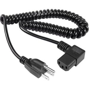 RIIEYOCA Right Angle 3 Prong Power Coiled Cord,90 Degree 18AWG NEMA 5-15P to IEC 320 C13 10A 150V TV Power Spring Cable for Computer, PC, Desktop, Printer, Scanner 1.97FT-4.9FT(R)