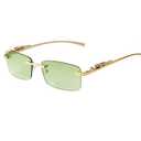 ADE WU Vintage Rimless Sunglasses Retro Rectangle Gold Metal Frameless Tint Lens 2000s Fashion Glasses (Green)