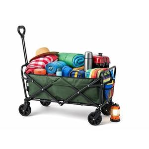 Foldable Utility Wagon Cart with Wheels Heavy Duty | Collapsible Grocery Wagon for Groceries, Beach, Kids, Outdoor | Rolling Wagon Cart Portable Storage, 28.8"D x 19.69"W x 35.4"H