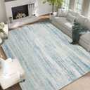 9x12 Area Rug,Washable Rugs for Living Room Bedroom Dining Room,Modern Abstract Large Non Slip Throw Carpet Indoor,Low Pile Accent Neutral Blue