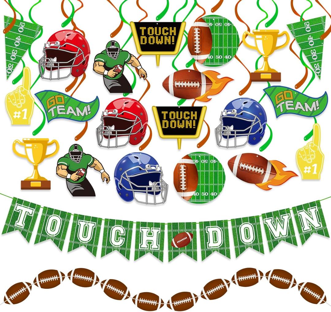 34Pcs Football Party Decorations Football Decor Game Day Party Supplies Accessories Birthday Tailgate