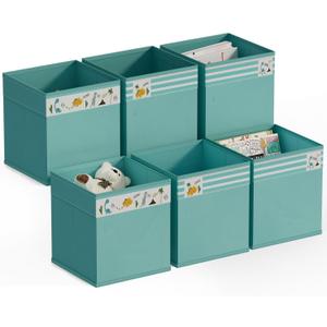 homyfort Cube Storage Organizer Bins, 12x12 Inch Fabric Bins for Cube Storage, Foldable Cloth Baskets Box with Handles for Organizing Clothes, Toys in Pantry, Closet Shelf, Nursery, Kids Room (Green)