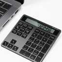 Number Pad for Laptop - Rechargeable Wireless Number Keypad 34 Keys with Dual Bluetooth, 2 in 1 Numeric Keypad Calculator with Display - Portable Slim Numpad for Windows, Mac, iMac, PC, Tablet