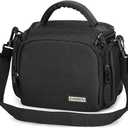 CADeN Compact Camera Shoulder Crossbody Bag Case Compatible for Nikon, Canon, Sony SLR/DSLR Mirrorless Cameras and Lenses Waterproof(1.0 S, Black)