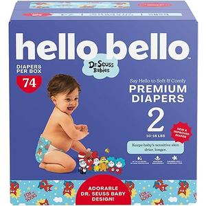 Hello Bello Dr. Seuss Babies Premium Diapers, Size 2, 120 Count: Softness & Protection for Sensitive Skin
