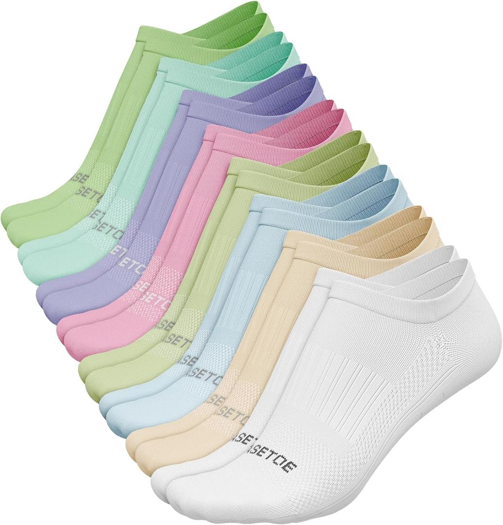 No Show Socks Women, 8 Pairs Low Cut Ankle Anti-slid Athletic Casual Invisible Liner Running Socks (L)