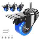 Stem Caster Wheels 2 inch Heavy Duty, Swivel Threaded Stem Mount Casters Set of 4 with American Size UNC 1/4"-20 x 1