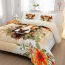 Cow Comforter Bedding Set with 2 Pillowcase Queen Size Cattle Comforter Set for Kids Boys Girls Bedroom Decor