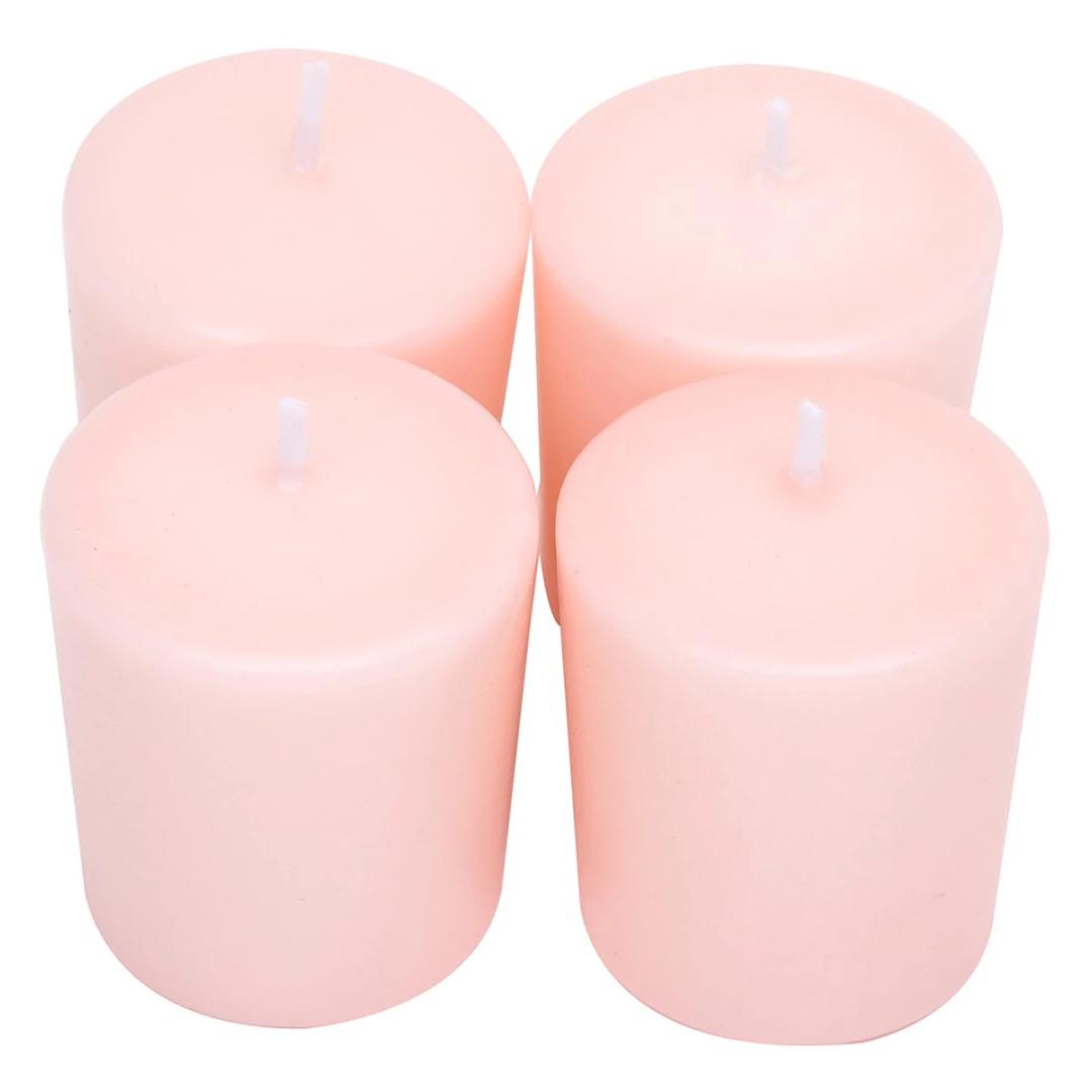 Votive Candles Long Burn Time Unscented Candles Votives Bulk Pack of 42 Small Pillar Candles, Light Pink, 4x2 inch
