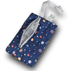 Maplerich Insulated Snack Bag, Freezable Small Cooler Bag with Zipper and Adjustable Buckle, Rectangular Thermal Cooler Bag (Starry)