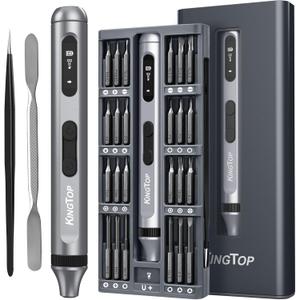 KINGTOP Precision Screwdriver Set, 52in1 S2 Steel Magnetic Bits, AntiSlip Handle, PopUp Aluminum Case  Mini Electric Screwdriver Kit for Electronics Repair, Phones, Laptops & Gadgets