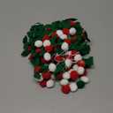 Tatuo 3 Pcs Christmas Felt Ball Garland Colorful Pom Pom Garlands Red Green and White Decorative Holly and Berries Hanging Felt Banners for Christmas Xmas Holiday Decor