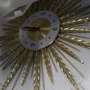 Anmotpe 23 inch Gold Starburst Wall Clock, Silent Non-Ticking Large Modern Starburst Decorative Clock for Home Decor, Living Room, Bedroom, Office