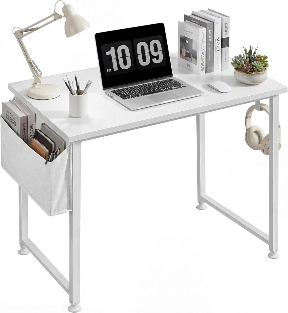 Lufeiya White Small Desk for Bedroom - Student Kids Study Writing Table for Home Office Bedroom Small Spaces 32 Inch Modern Mini Laptop PC Computer Desks, White (31.5")