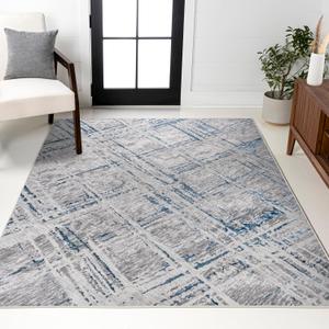 JONATHAN Y Slant Abstract Gray/Blue Indoor Area Rug 3X5 ft, Modern for Living Room, Bedroom, Kitchen, Office, Easy-Cleaning, High Traffic, Pet-Friendly, Non-Shedding SOR201B-3