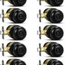10 Pack Matte Black Door knobs, Keyless Interior Door Locks, Round Ball Keyless Doorknobs with Lock Privacy Door Handle for Bedroom Bathroom