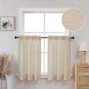 OVZME Faux Linen Natural Linen Curtains Tiers 2 Panels, Light Filtering Soft Airy Farmhouse Slub Window Curtain Panels, 36 Inch Length Drapes for Living Room Bedroom Dining Room Home Decor, 30x36 Inch