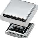 Southern Hills Polished Chrome Square Cabinet Knobs - Pack of 5 - Bathroom Vanity Knobs, Modern Dresser Knob, Kitchen Pulls, Chrome Cabinet Hardware, Cupboard Drawer Knobs SHKM002-CHR-5