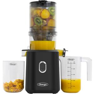 Omega Cold Press Juicer Slow Masticating Hands Free Juicer Machine for Vegetables and Fruits with Wide Mouth Hopper for Whole Recipe Batch Juicing, Time Saving Series, Easy to Clean, 150-Watt Motor