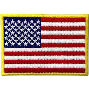 EmbTao American Flag Embroidered Patch Gold Border USA United States of America Military Uniform Iron On Sew On Emblem