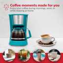 Holstein Housewares 5 Cup Drip Coffee Maker Compact and User-Friendly with Auto Pause & Serve, Reusable Filter, Measuring Spoon & Glass Carafe, Office & Dorm Use, Teal