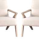 Phoenix Home Accent Chair Mid-Century Modern Chair Set of 2, Upholstered Lounge Arm Chair with Wood Frame & Soft Cushion for Living Room, Reading Armchair for Bedroom, Beige