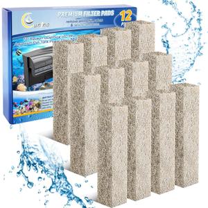 12PCS Ammonia Reducer Filter Pads Compatible with Aqueon Quietflow 20 & 75, Sponge Replacement Filter Cartridges for Aqueon Quietflow LED PRO Aquarium Fish Tank Power Filter