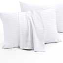 Toddler Travel Pillow Cases Set of 2, 600 Thread Count 100% Egyptian Cotton Pillow Covers for Boys and Girls with Envelope Closure, 12" x 16" (White Stripe)