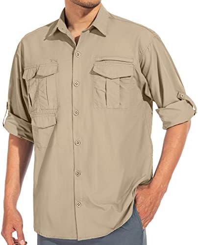 Mens Sun Protection Hiking Fishing Safari Shirts with Hood Long Sleeve Outdoor Quick Dry Shirts Hoodie, Size XL