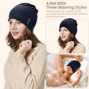 Beanie for Women - Men Modal Sleep Cap, Cotton Chemo Beanie Hat - Unisex Skull Cap - Soft and Skin Friendly Beanies (Black+navy Blue)
