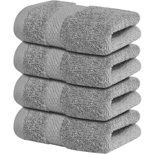 Infinitee Xclusives Luxury Wash Cloths for Showering [13x13]  100% Cotton Washcloths [Pack of 4], Soft and Absorbent Face Towels for Bathroom Wash Clothes, Gym, and Spa (Charming Grey)