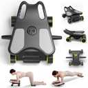 Ab Roller with Elbow Support, Ab Roller Board Core Workout Machine with 4 Wheels, Mini Pilates Reformer Equipment for Home Gym, Abdominal Full-Body Strength Exercise Trainer with Knee Pad (Black)