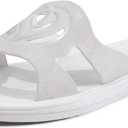 ONCAI Women's Flat Sandals 2025 Fashion Summer Dressy Casual Beach For Woman Square Toe Comfy Cushion Vacatio Outfits Slip On Ladies Glitter Slides White Size 8