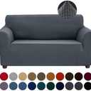 Joccun Stretch Loveseat Couch Cover Slipcover, 1-Piece Sofa Cover for 2 Cushion Couch Spandex Jacquard Washable Furniture Protector Cover for Living Room,Kids,Pets（Loveseat,Charcoal）