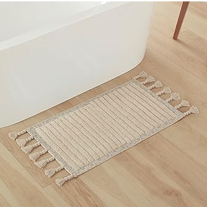 Lucky Brand Boho Rug 100% Cotton Fringe Boho Bathroom Rugs 20” x 32" Boho Bath Mat
