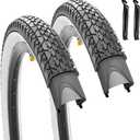 2 Pack 26" x 2.125" Inch Beach Cruiser Bike Tires with or Without Tire Levers Folding Bicycle Comfortable Replacement Tires Black Wall/White Side Wall with or Without Inner Tubes