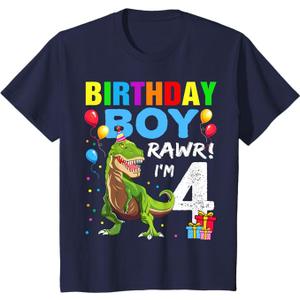 Kids 4 Year Old Shirt 4th Birthday Boy T Rex Dinosaur Shirt TShirt XS