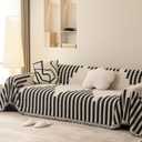SmoBe Sofa Covers Washable, Chenille Sofa Covers for 3 Cushion Couch, Reversible Non Slip Futon Cover L Shape Sofa Cover, Pet Couch Cover with Tassel, Sofa Slipcovers 71" X 134" - Black