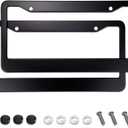 Matte Black License Plate Frames - Airxwills License Plate Covers, 2 Packs Universal Aluminum Tag Frame for License Plate for Front and Rear Car Tags.