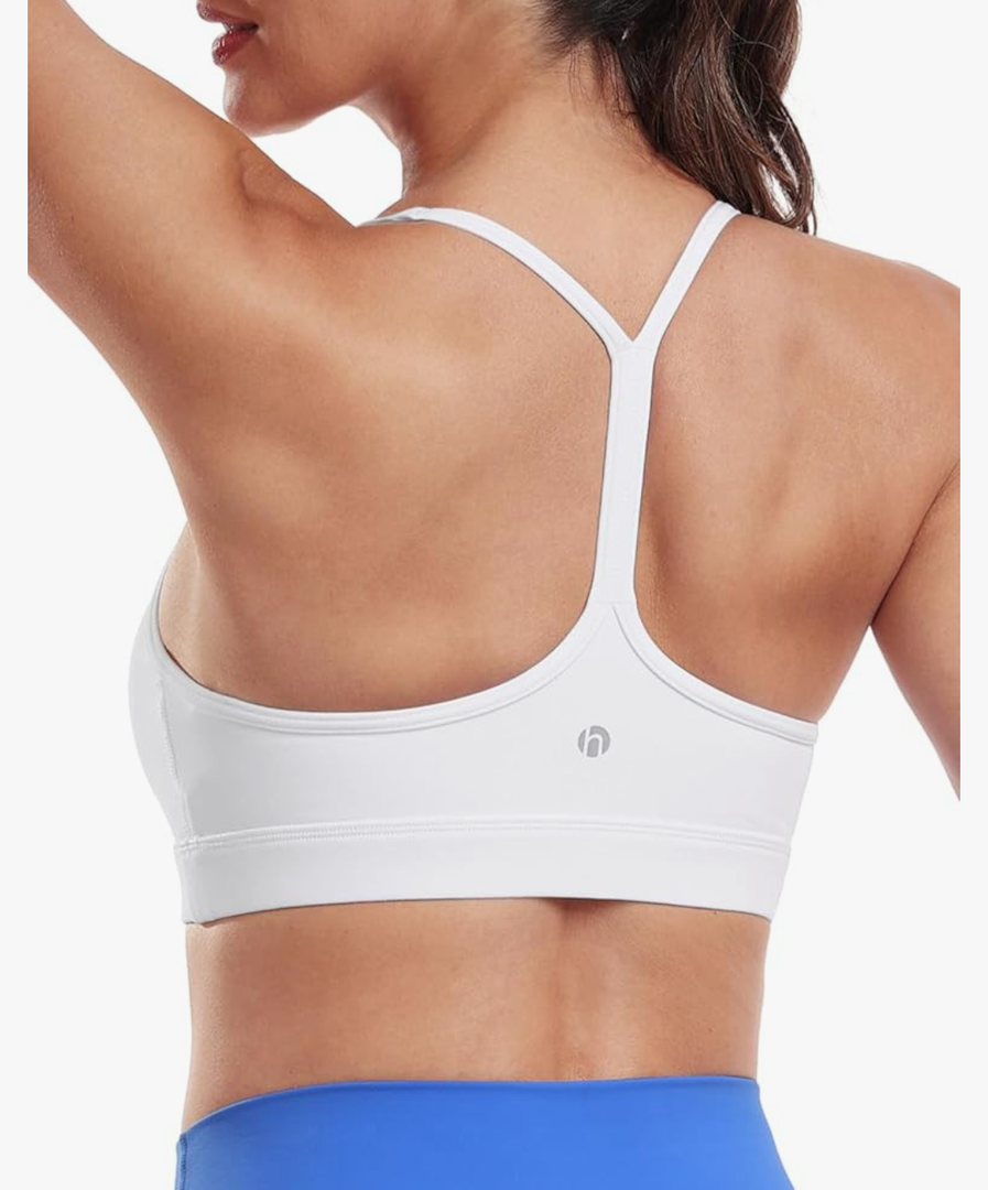 HeyNuts to Freest Y Back Sports Bras for Women Spaghetti Thin Strap Workout Bras Wirefree Padded Racerback Yoga Bras S