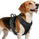 No Pull Dog Harness for Dog, Reflective Pet Vest with Front Clip, Adjustable Soft Padded Harnesses with Easy Control Handle for Training and Walking, Black