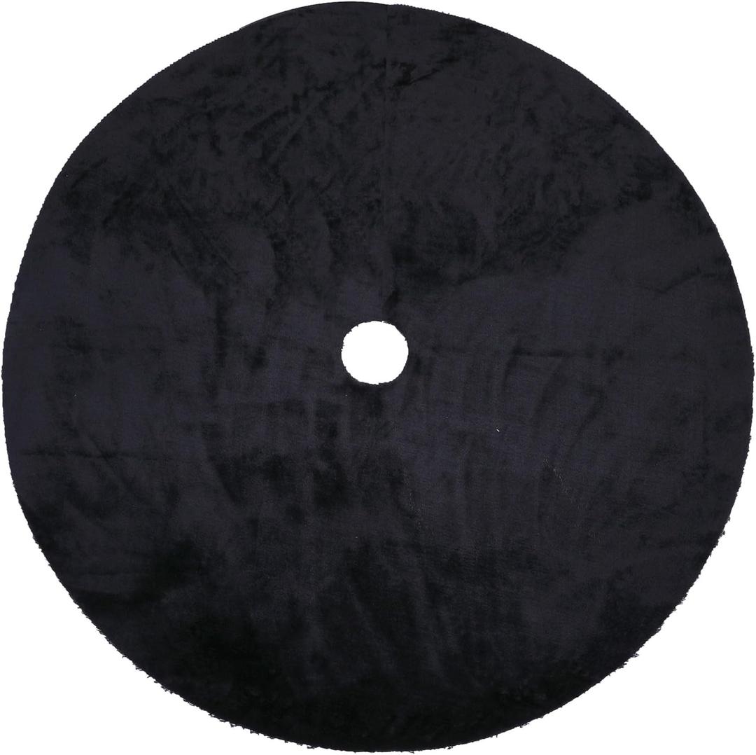 Christmas Tree Skirt 48 inch, Black Plush Christmas Tree Skirt, for Family Christmas Decoration, Christmas Party Decoration(BlackSmall)