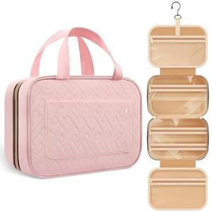HOTOR Travel Toiletry Bag for Women with Hanging Hook - Portable Cosmetic Case, Toiletry Bag for Traveling Women, Waterproof Travel Essentials, Pink (Medium)