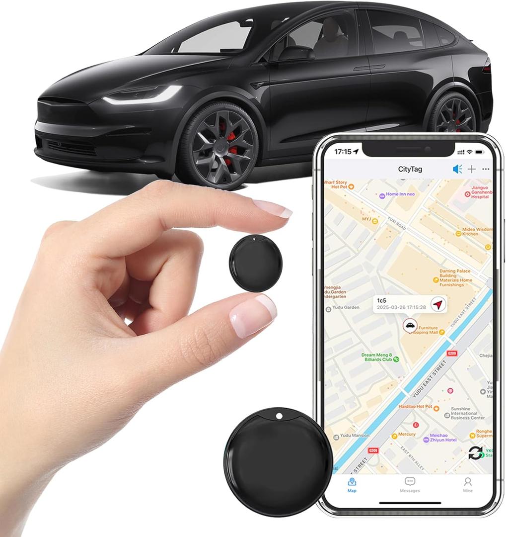 GPS Tracker for Vehicles - Car Tracker Device Hidden for Vehicles, Real-Time Mini Tracker Device for Vehicles, No Monthly Fee Subscription No SIM Card Required(Also for Android and iOS) (Black)